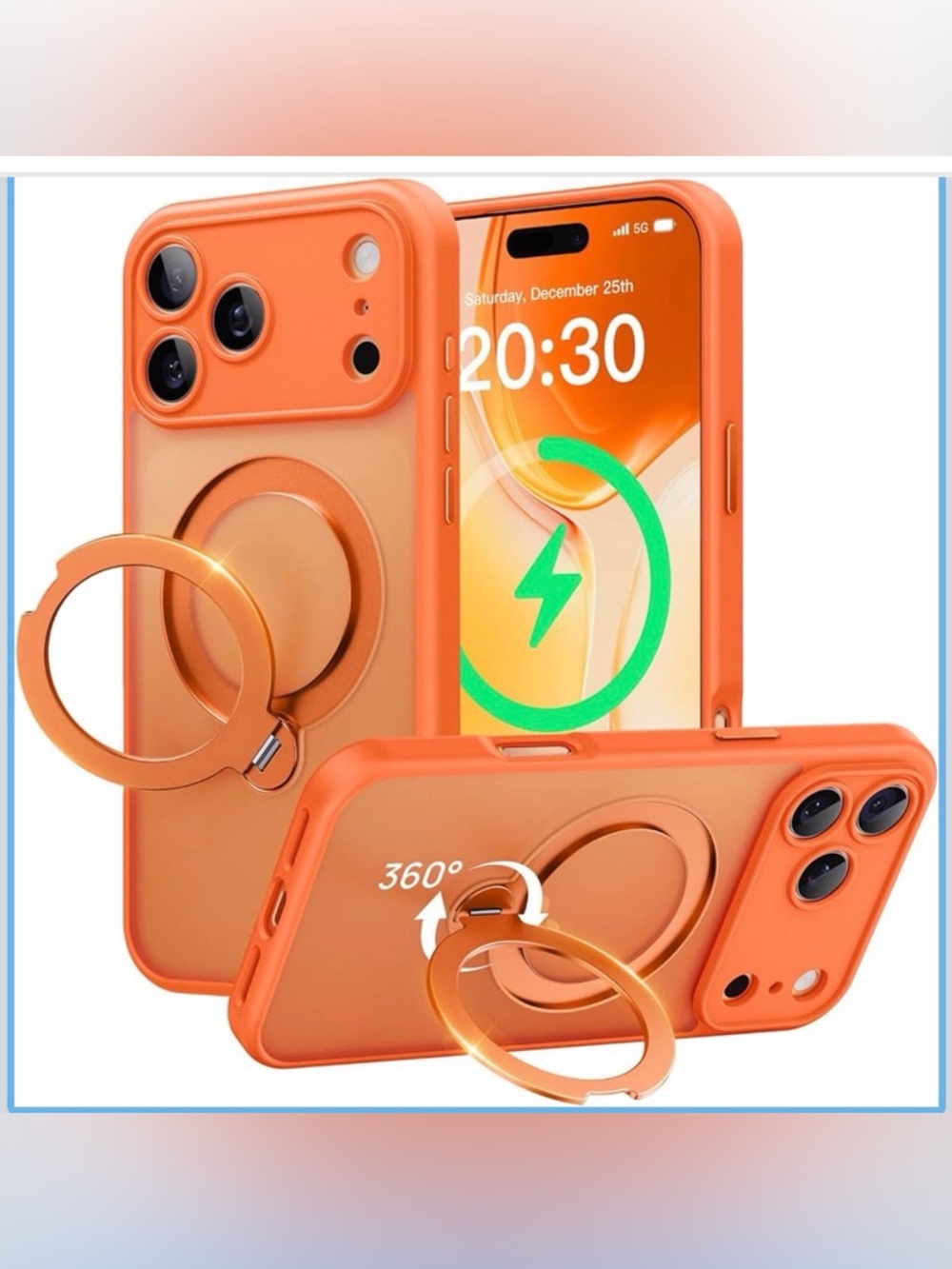 Luxeon iPhone 17 Pro Case-Orange-360 Spin Magnetic Stand-Camera Protection-6.3"